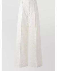 Alberta Ferretti - Cotton-Blend Eyelet High-Rise Wide-Leg Trousers - Lyst