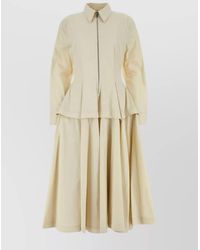 Bottega Veneta - Cotton Blend Flared Shirt Dress - Lyst