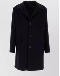 Prada - Wool Cashmere Single Breasted Coat - Lyst