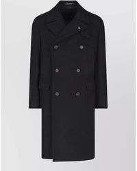 Tagliatore - Double Breasted Coat Notched Lapels Flap Pockets - Lyst