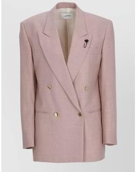Lardini - Longline Wool Silk Linen Double Breasted Jacket - Lyst