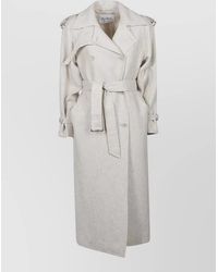 Max Mara - Long Jacket Belted Waist Buttoned Cuffs Epaulettes - Lyst