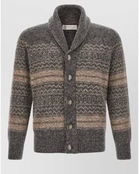 Brunello Cucinelli - Nordic Jacquard Shawl Neck Knit Cardigan - Lyst