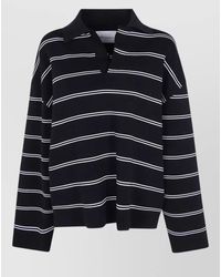 Ami Paris - Striped Long-Sleeve Polo Top - Lyst