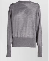 Stella McCartney - Merino Wool Ribbed Mock Neck Cutout Long Sleeve Sweater - Lyst