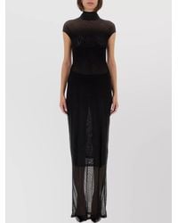 Jean Paul Gaultier - Logo-Print Mesh High-Neck Short-Sleeve Maxi Dress - Lyst