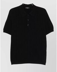 Balmain - Ribbed Knit Short-Sleeve Polo Shirt - Lyst