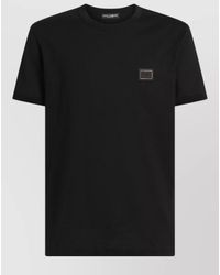 Dolce & Gabbana - Leather Patch T-Shirt - Lyst
