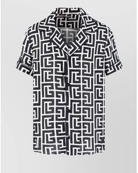 Balmain - Monogram Print Relaxed Fit Short Sleeve Pajama Shirt - Lyst