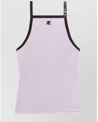 Courreges - Cotton Ribbed Logo-Appliqué Sleeveless Tank Top - Lyst