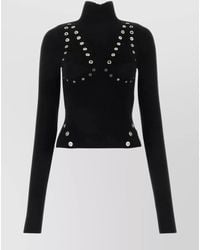 Off-White c/o Virgil Abloh - Eyelet-Embellished High-Neck Long-Sleeve Knitted Top - Lyst