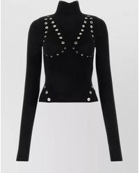 Off-White c/o Virgil Abloh - Fitted Turtleneck Top With Ribbed Cuffs And Metallic Embellishments - Lyst