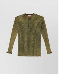 DIESEL - Stretch Cotton Long Sleeve Crew Neck T-Shirt - Lyst