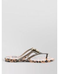 Dolce & Gabbana - Rubber Logo Slides Strappy Design Flat Sole - Lyst