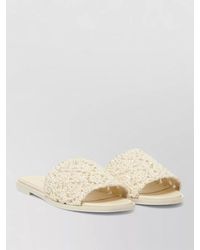 Fabiana Filippi - Crochet Detail Flat Sole Open Toe Slides - Lyst