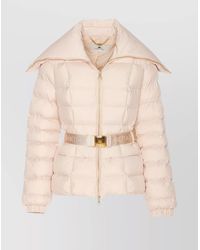Elisabetta Franchi - Belted Waist Padded Down Jacket - Lyst