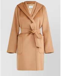 Max Mara - Camel Hair Belted Hooded Single Breasted Coat - Lyst