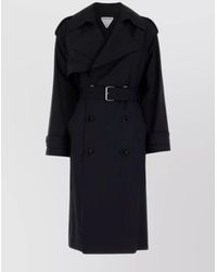 Bottega Veneta - Wool Trench Coat With Belt And Epaulettes - Lyst
