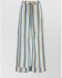 Ganni - Embroidered Cotton Wide-Leg Pyjama Trousers - Lyst