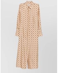 Alberto Biani - Silk Printed Long-Sleeve Shirt Midi Dress - Lyst