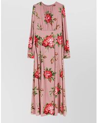 Dolce & Gabbana - Silk Maxi Dress Bouquet Rose Print - Lyst