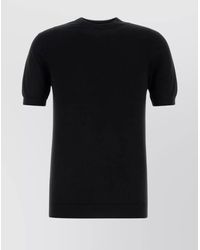 Fedeli - Crew Neck Ribbed Hem Short Sleeves Sweater - Lyst