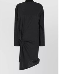 Balenciaga - Cotton Asymmetric Twisted-Knot Jersey Dress - Lyst