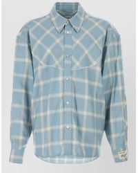 WOOYOUNGMI - Embroidered Jersey Oversize Shirt Check Pattern - Lyst