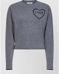 Chloé - Crew Neck Long Sleeve Silk Blend Top Heart - Lyst