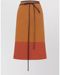 Saint Laurent - Nylon Colour-Block Wrap Midi Skirt - Lyst