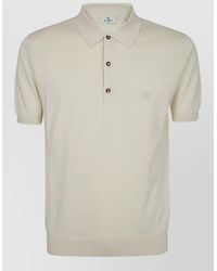 Etro - Short Sleeve Cotton Knit Polo Shirt - Lyst