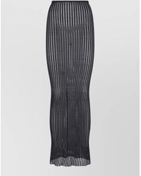 Dondup - High Waisted Pleated Striped Sheer Midi Skirt - Lyst