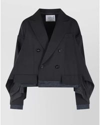 Sacai - Tailored Wool Blend Jacket Button Detail - Lyst