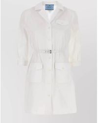 Prada - Cotton Poplin Shirt Mini Dress - Lyst