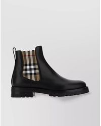 Burberry - Vintage Check Detail Leather Chelsea Boot - Lyst