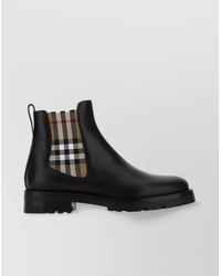 Burberry - Vintage Check Detail Leather Chelsea Boot - Lyst