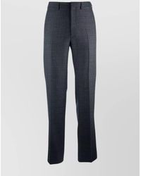 Prada - Virgin Wool Prince Of Wales Check Tailored Straight-Leg Trousers - Lyst