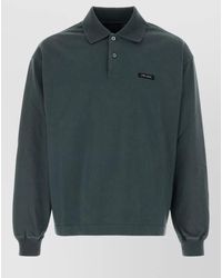 Prada - Long Sleeve Cotton Polo Shirt Regular Fit - Lyst