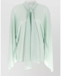 Stella McCartney - Silk Lavallière Collar Draped Wide Sleeve Blouse - Lyst