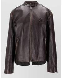 Miu Miu - Nappa Leather Logo Jacket - Lyst