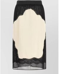 The Attico - Lace Insert Midi Skirt - Lyst