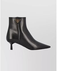 Prada - Leather Pointed Ankle Boots - Lyst