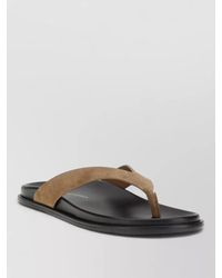 Stuart Weitzman - Suede Strap Flat Sole Open Toe Slides - Lyst