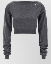 Miu Miu - Wool Knit Boat Neck Cropped Top - Lyst