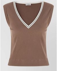 Brunello Cucinelli - Knit Tank Top Contrast Trim Neckline - Lyst