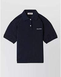 Miu Miu - Short Sleeve Fitted Polo Collar Top - Lyst