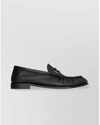 Saint Laurent - Shiny Wrinkled Leather Moccasins With Metal Casings - Lyst