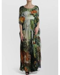 Dolce & Gabbana - Silk Jungle Print Maxi Dress - Lyst
