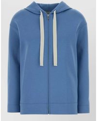 Max Mara - Cotton Blend Hooded Zip Sweatshirt - Lyst