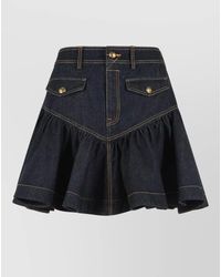 Zimmermann - Denim Frill Mini Skirt - Lyst